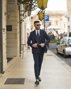 ABITO DOPPIOPETTO GESSATO BLU